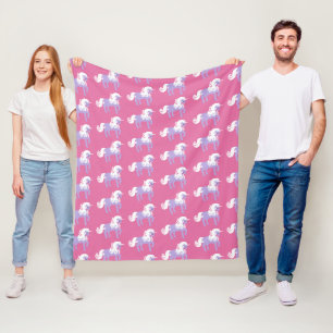 Pink Purple Unicorn   Fleece Blanket