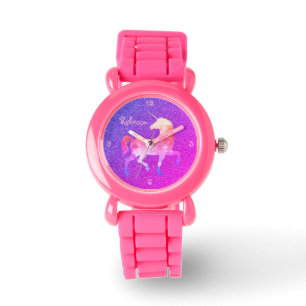 Pink Purple Unicorn Glitter Watch Name