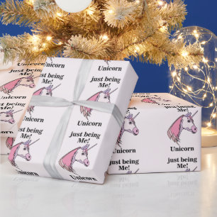 Pink Purple Unicorn Head Wrapping Paper