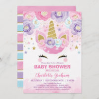 Pink Purple Unicorn Magical Stars Baby Shower