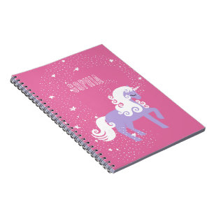 Pink Purple Unicorn Name Notebook