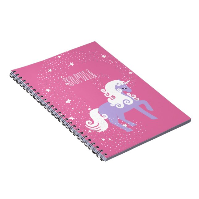 Pink Purple Unicorn Name Notebook (Right Side)