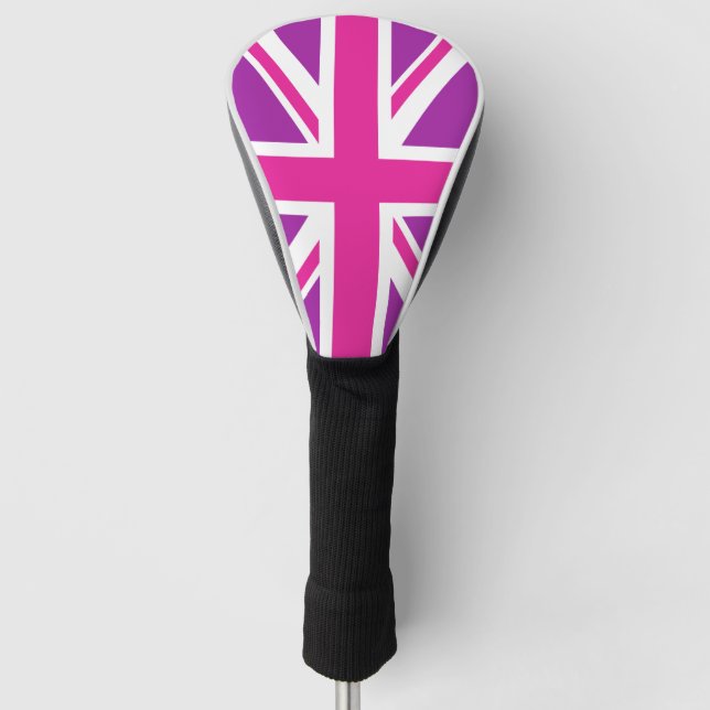 Pink & Purple Union Jack/Flag Golf Head Cover (Front)
