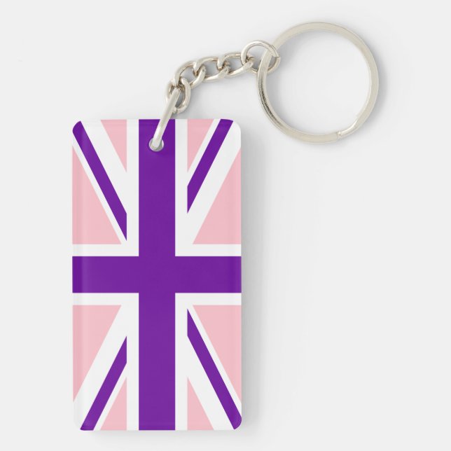 Pink Purple Union Jack Key Ring (Back)