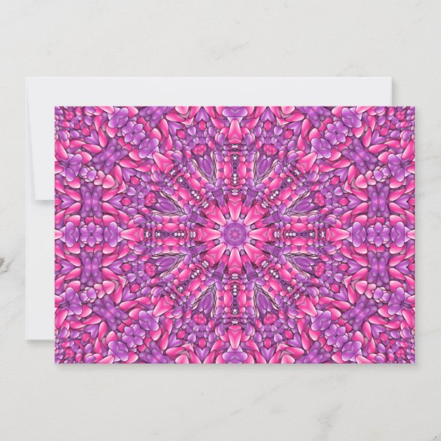 Pink & Purple Vintage Fractal Kaleidoscope Invitation (Front)