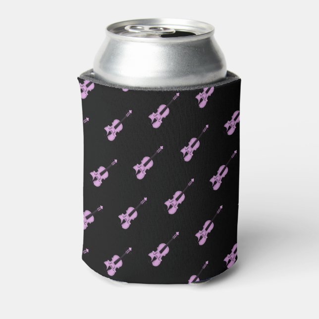 Pink/Purple Violin Pattern Can Cooler (Can Back)