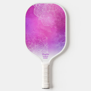 Pink Purple Watercolor Boho Chic Custom Text Pickleball Paddle