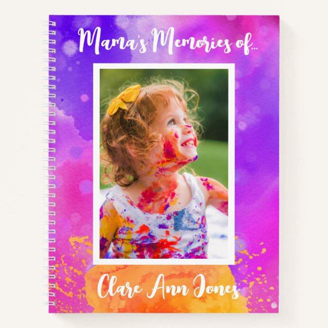 Pink Purple Watercolor Child Memory Notebook (Front)