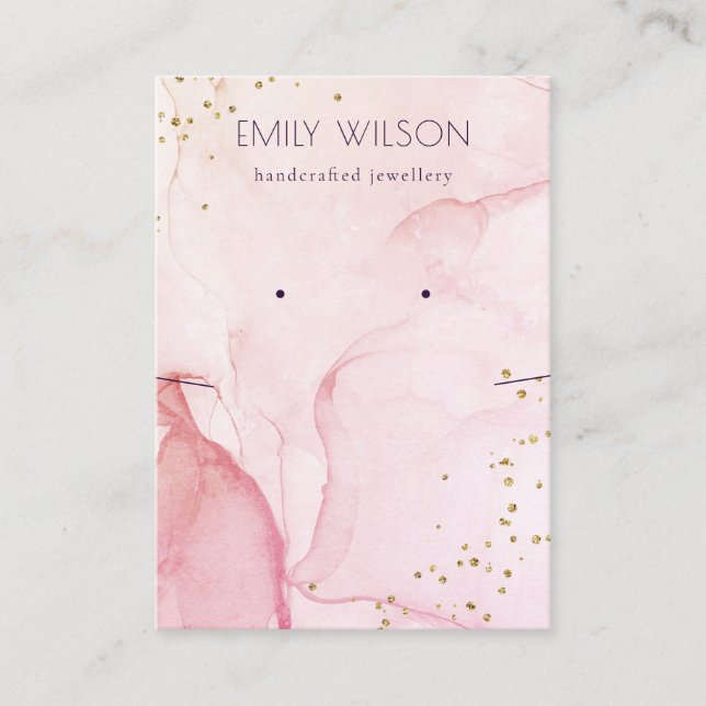Pink purple Watercolor Earring Necklace Display Business Card (Front)