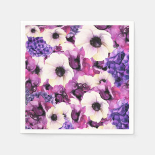 Pink & Purple Watercolor Floral Bridal Shower Napkin
