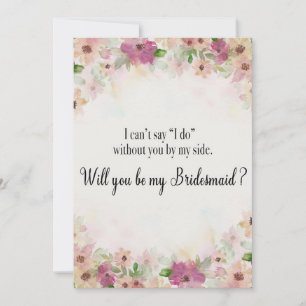 Pink Purple Watercolor Floral Bridesmaid Invitation
