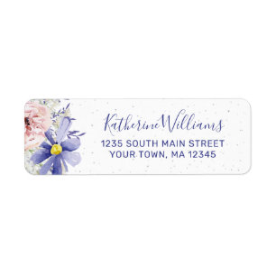 Pink Purple Watercolor Floral Return Address