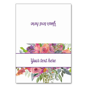 Pink Purple Watercolor Floral Table Number