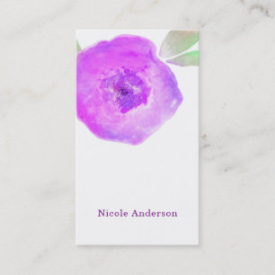 Pink Purple Watercolor Flower Modern Chic Custom Business Card