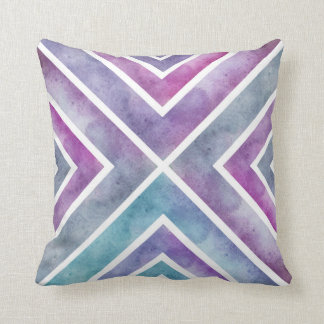 Pink Purple Watercolor Geometric Chevron Print Cushion