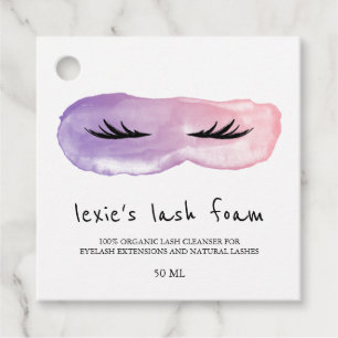 Pink Purple Watercolor Lash Cleanser Favour Tags