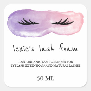 Pink Purple Watercolor Lash Product Square Sticker