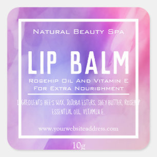 Pink Purple Watercolor Lip Balm Label