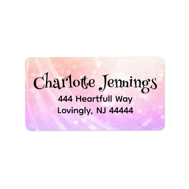Pink Purple Watercolor Ombre Heart Cute Address Label (Front)