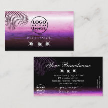 Pink Purple Watercolor Palm Leaves Jewels Add Logo