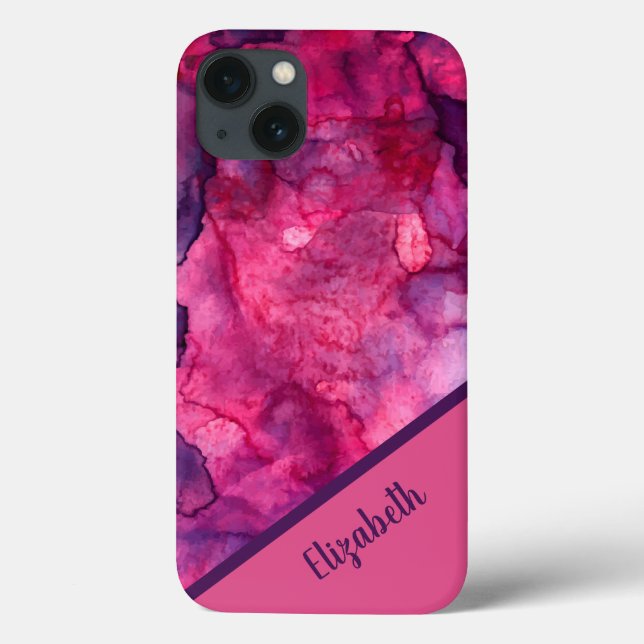 Pink Purple Watercolor Personalised Case-Mate iPhone Case (Back)