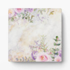 Pink Purple Watercolor Roses & Greenery on Marble