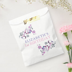 Pink Purple Watercolor She's a Gem Birthday Favour Bags