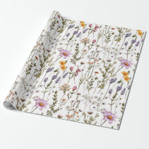 Pink Purple Watercolor Wildflower Watercolor Wrapping Paper