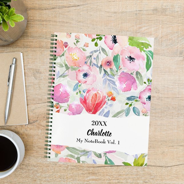 Pink purple watercolored flowers notebook (Creator Uploaded)