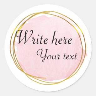 Pink Purple Watercolour Circle Gold Elegant  Class Classic Round Sticker