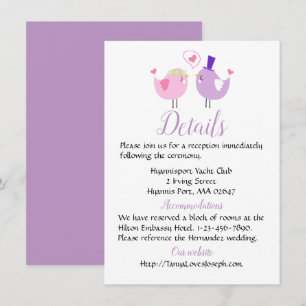 Pink & Purple Wedding Details Lovebirds Lavender Invitation