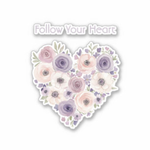 Pink Purple White Floral Heart