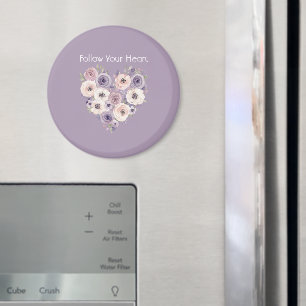 Pink Purple White Floral Heart Magnet