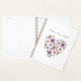 Pink Purple White Floral Heart Planner