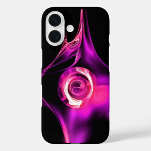 PINK PURPLE WHITE FRACTAL ROSE iPhone 16 CASE