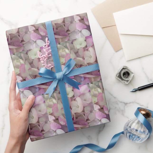 Pink, Purple, White Hydrangea Flower - Floral Wrapping Paper (Gifting)