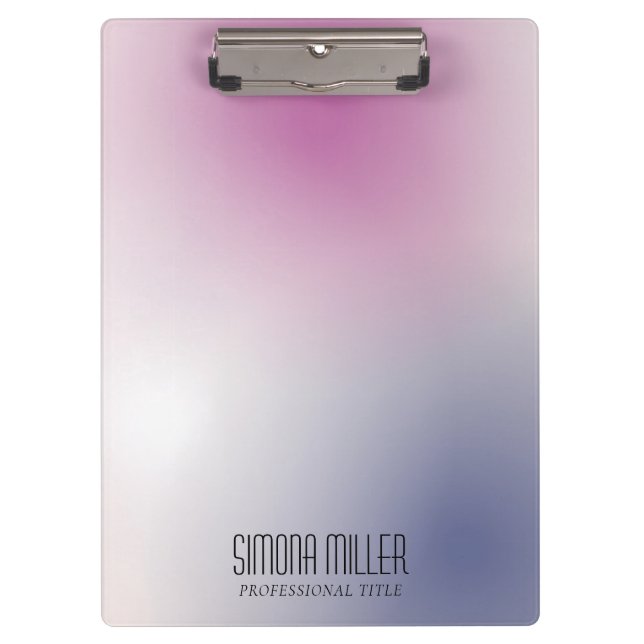 Pink Purple White Minimalist Aesthetic Gradient Clipboard (Front)