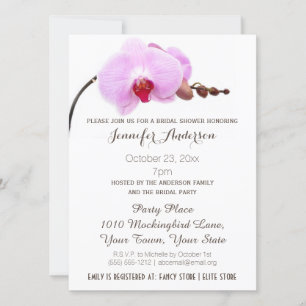 Pink Purple White Orchid Bridal Shower Invitation