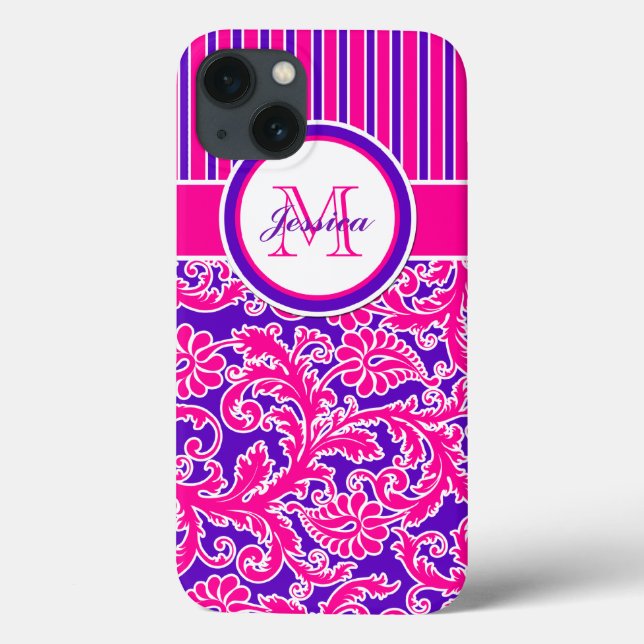 Pink Purple White Striped Damask 2 iPad Air Case (Back)