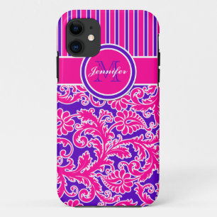 Pink Purple White Striped Damask 3 iPhone 5 Case