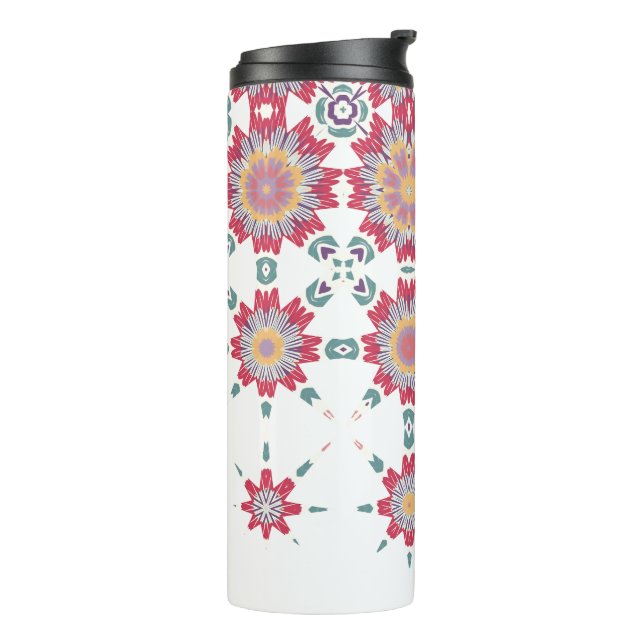 Pink Purple White Watercolor Flowers  Thermal Tumbler (Rotated Left)
