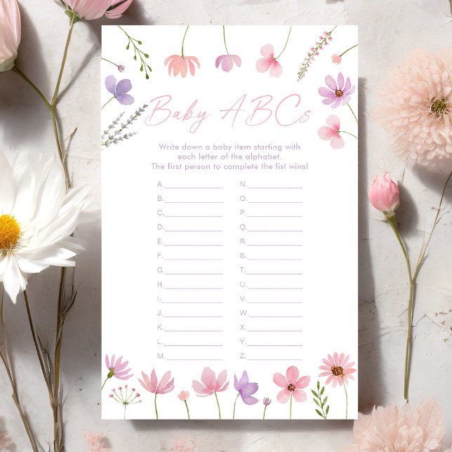 Pink Purple Wildflowers Baby ABCs Shower Game (Creator Uploaded)