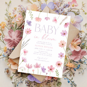 Pink Purple Wildflowers Baby in Bloom Baby Shower Invitation