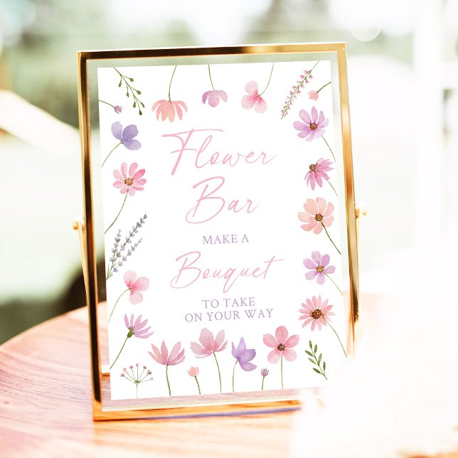 Pink Purple Wildflowers Flower Bar Sign (Creator Uploaded)