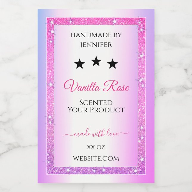 Pink Purple with Glitter Product Packaging Labels (Single Label)