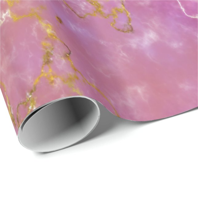 Pink & Purple With Gold Foil Wrapping Paper (Roll Corner)