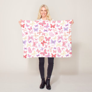 Pink Purple Yellow Butterflies Baby Fleece Blanket