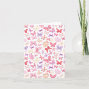 Pink Purple Yellow Butterflies Thank you folded Note Card