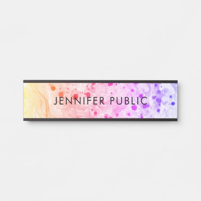 Pink Purple Yellow Orange Modern Abstract Trendy Door Sign (Front)