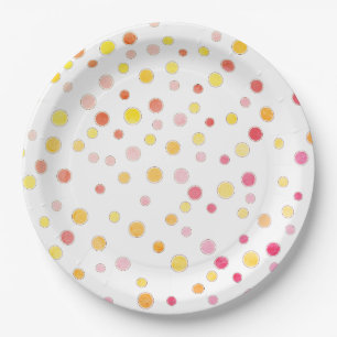 Pink Purple Yellow Polka Dots Party Paper Plate